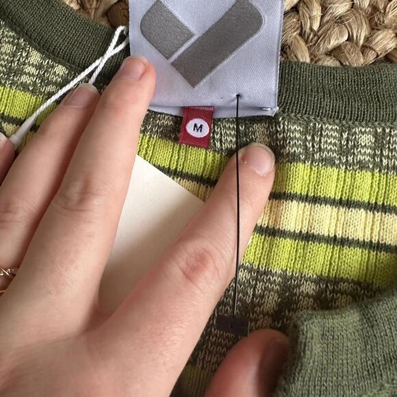 Happy Sheep Anthropologie green striped cotton midi dress boho size M NWT - Picture 5 of 6